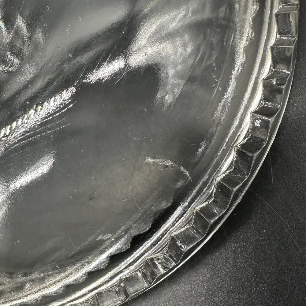 EAPG Antique Glass Compote Lid Only Adams Glass Saxon Zig Zag 1888 Clear UV Glow